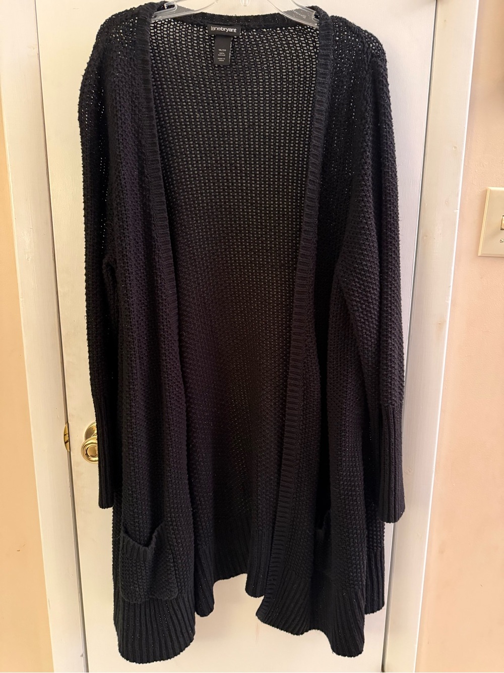 Lane Bryant Open-Front Black Knit Cardigan Sweater